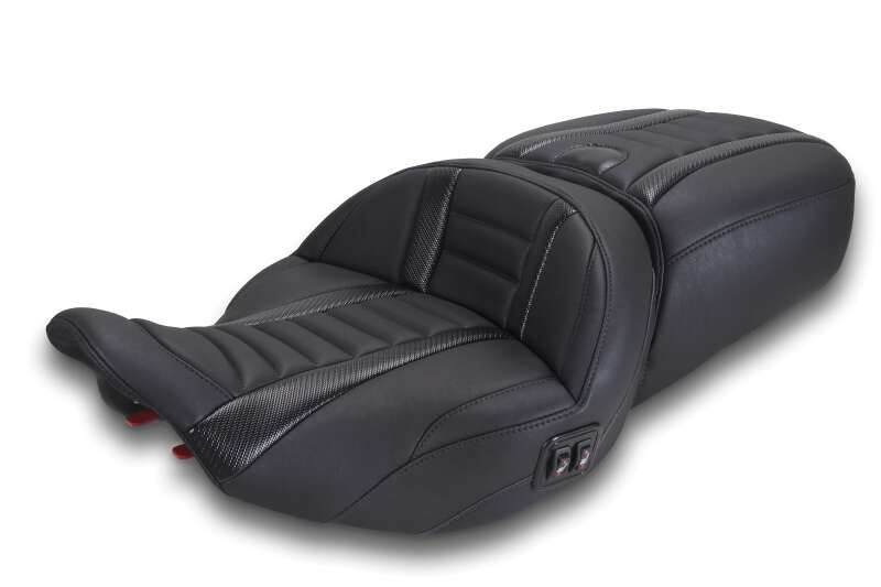 Mustang 23-26 Harley CVO Road Glide, Street Glide, Heated ST Deluxe 1pc 2Up Blk w Blk Thread