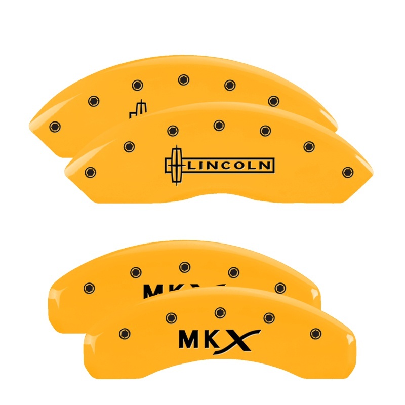MGP 4 Caliper Covers Engraved Front Lincoln Engraved Rear MKX Yellow finish black ch thumbnail 7