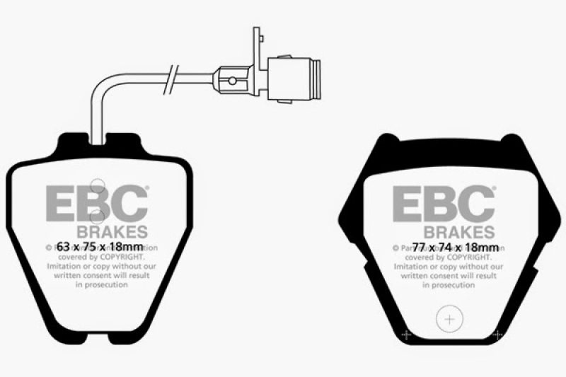 EBC 00-03 Audi A8 Quattro 4.2 (8 Pad Set) Yellowstuff Front Brake Pads thumbnail 6