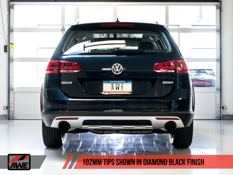 AWE Tuning VW MK7 Golf Alltrack/Sportwagen 4Motion Touring Edition Exhaust - Diamond Black Tips thumbnail 5
