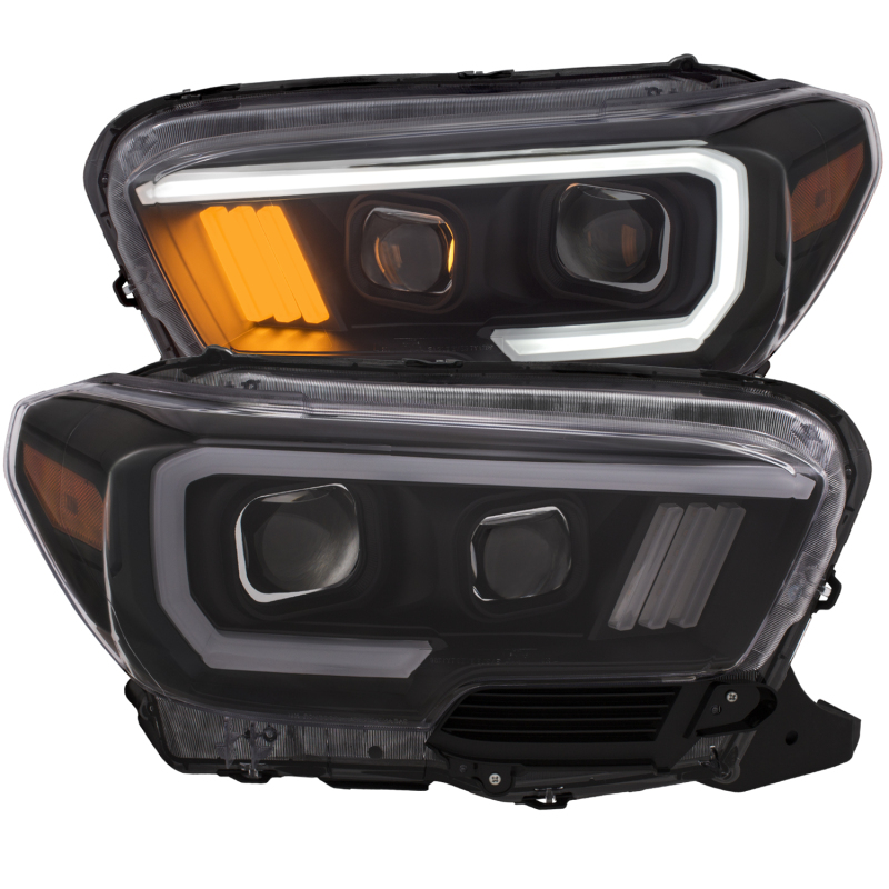 ANZO 2016-2017 Toyota Tacoma Projector Headlights w/ Plank Style Black w/ Amber thumbnail 4