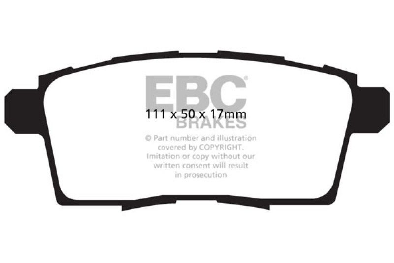 EBC 06-08 Ford Edge 3.5 2WD Yellowstuff Rear Brake Pads thumbnail 6