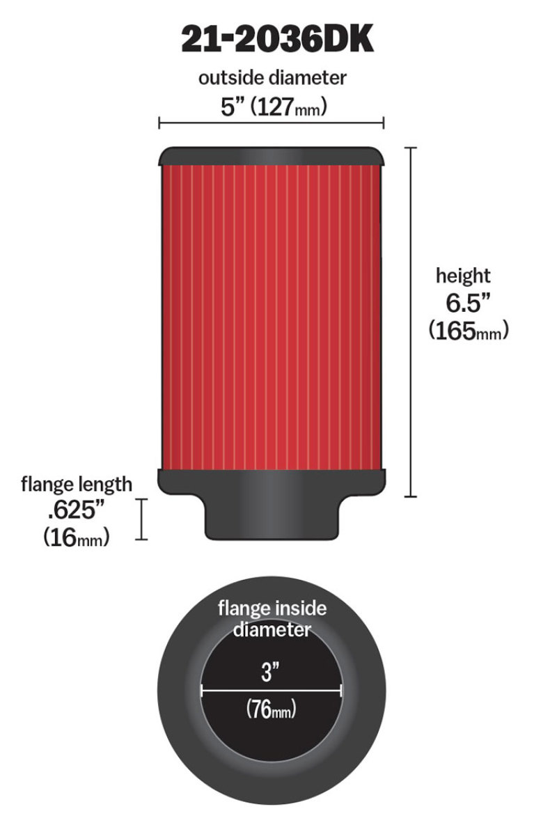 AEM Air Filter, 3inFLG/ 5inOD/ 6-1/2inH Dry Flow thumbnail 5