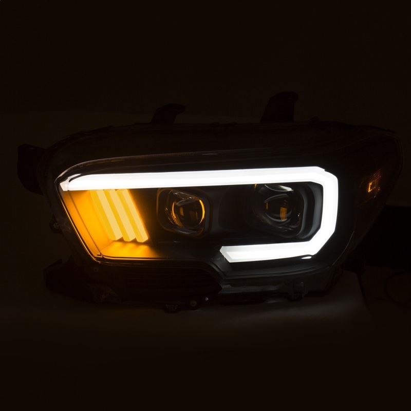 ANZO 2016-2017 Toyota Tacoma Projector Headlights w/ Plank Style Design Black/Amber w/ DRL thumbnail 8