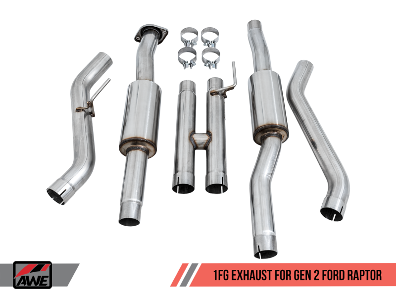 AWE Tuning 2017+ Ford Raptor 1 FG Resonated Performance H-Pipe thumbnail 2