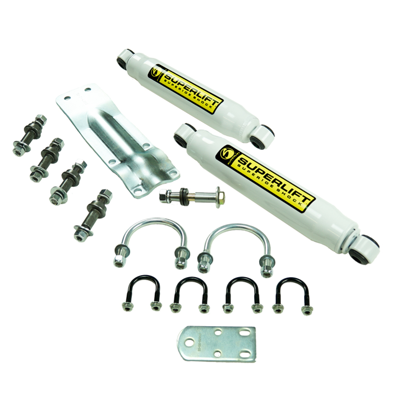 Dual Steering Stabilizer Kit-73-91 GM 1/2 & 3/4 Sld Axle/69-93 Ddg 1/2 & 3/4 4WD
Dual Steering Stabilizer Kit-73-91 GM 1/2/3/4 Sld Axle/69-93 Ddg 1/2/3/4 4WD