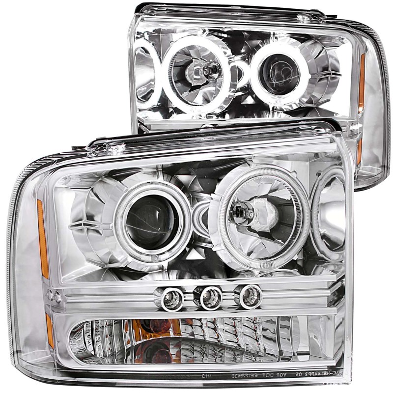 ANZO 2005-2007 Ford Excursion Projector Headlights w/ Halo Chrome w/ LED Strip (CCFL) 1pc thumbnail 4