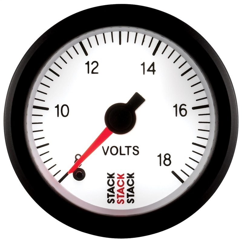 Autometer Stack 52mm 8-18V Pro Stepper Motor Battery Voltage Gauge - White thumbnail 4