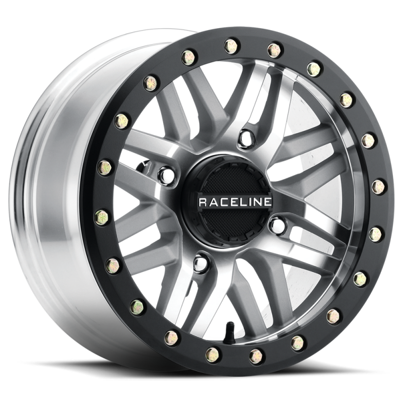 Raceline A91MA Ryno 14x7in/4x137 BP/10mm Offset/110.18mm Bore - Machined & Black Ring Beadlock Wheel thumbnail 3