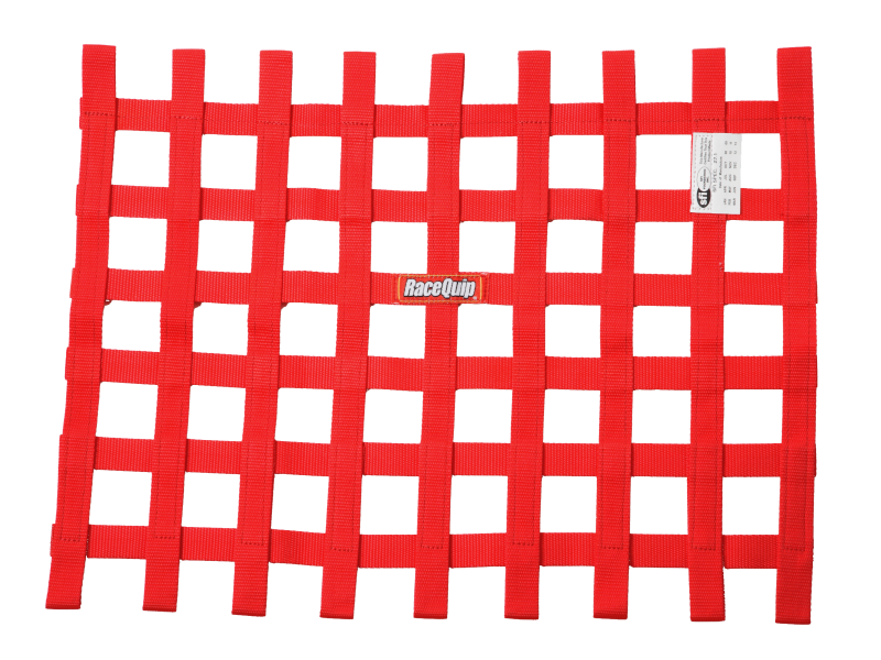 RaceQuip Red 18in H x 24W SFI Ribbon Window Net thumbnail 2
