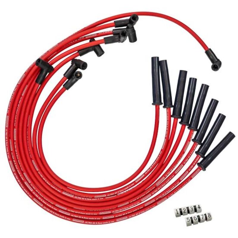 Moroso GM BBC 366-454 HEI-Style w/Coil In Cap Ultra 40 8.5mm Multi-Angle Spark Plug Wire Set - Red