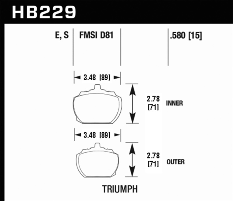Hawk70-73 Triumph Stag Blue 9012 Race Front Brake Pads thumbnail 4