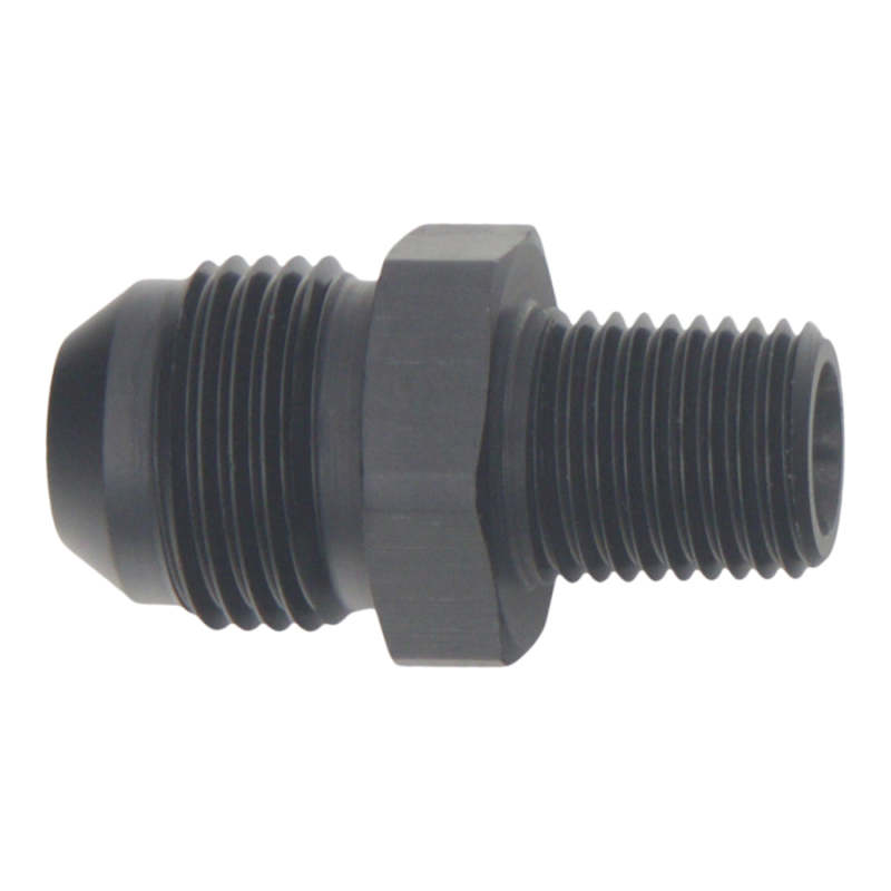 DeatschWerks 8AN Male Flare to 1/4in Male NPT Adapter - Anodized Matte Black thumbnail 2