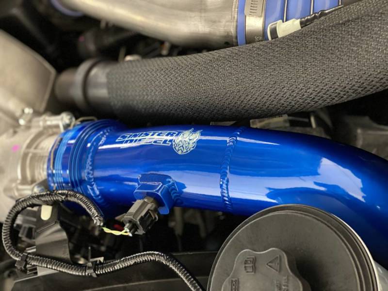 Sinister Diesel 11-16 Ford Powerstroke 6.7L Cold Side Charge Pipe (Grey) thumbnail 3