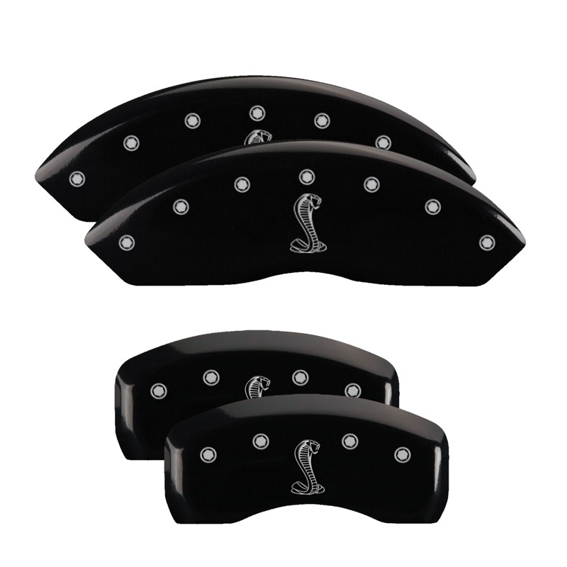 MGP 4 Caliper Covers Engraved Front Mustang Engraved Rear S197/GT Black finish silver ch thumbnail 6