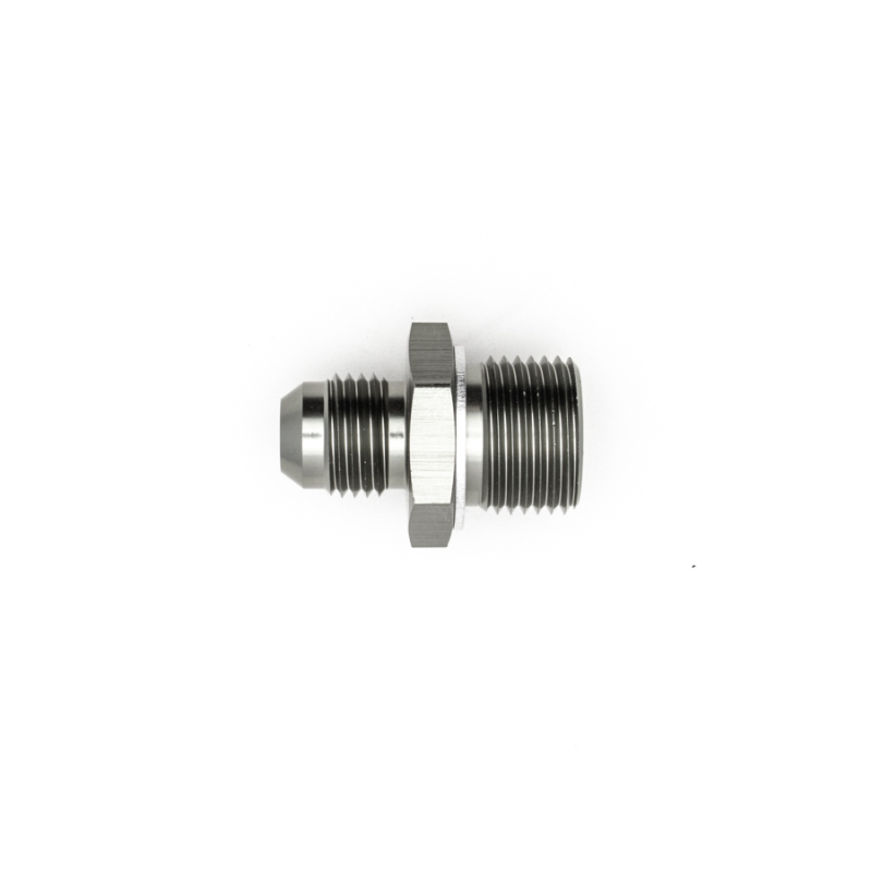 DeatschWerks 6AN Male Flare to M18 X 1.5 Male Metric Adapter (Incl Washer) - Anodized Matte Black thumbnail 6