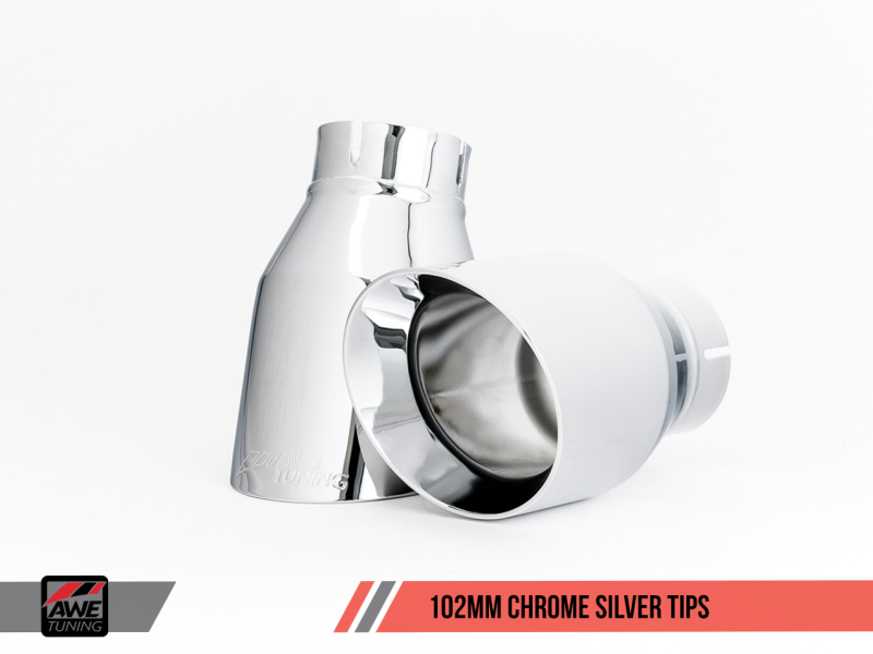AWE Tuning Audi B9 A4 Touring Edition Exhaust Dual Outlet - Chrome Silver Tips (Includes DP) thumbnail 3