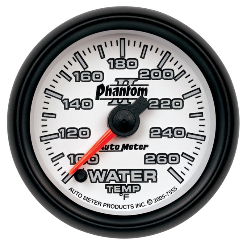 Autometer Phantom II 52mm Full Sweep Electronic 100-260 Deg F Water Temperature Gauge thumbnail 9