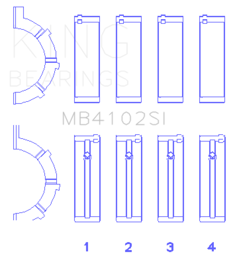 King Engine Bearings Chrysler 226 3.7L (Size .026) Crankshaft Main Bearings (Set of 4) thumbnail 4