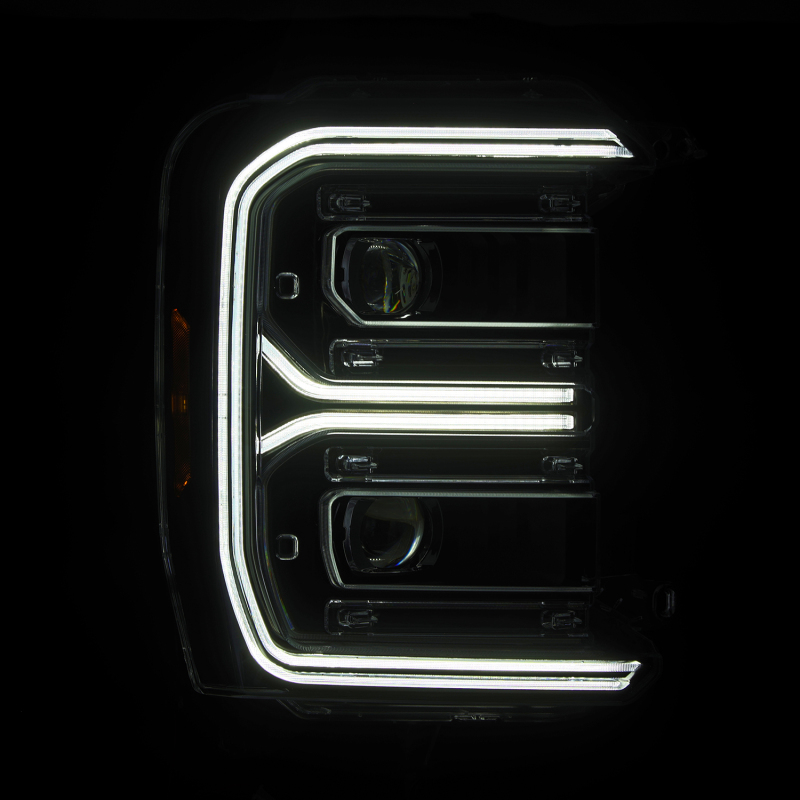 AlphaRex 23-26 Ford F-250 SD LUXX LED Proj Headlights Blk w/Activ Light/Seq Signal/Switchback