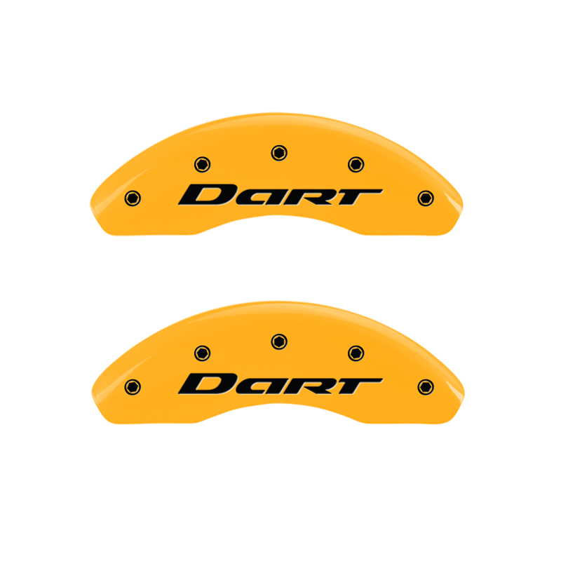 MGP 4 Caliper Covers Engraved Front & Rear With out stripes/Dart Yellow finish black ch thumbnail 5