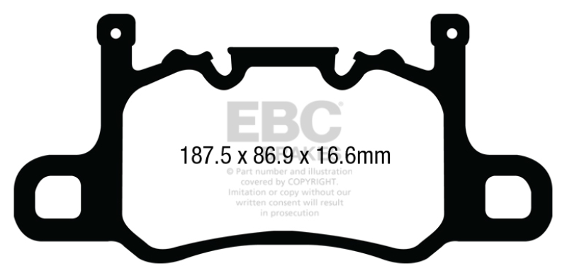EBC 13-15 Porsche 911 (991) (Cast Iron Rotor only) 3.8 GT3 Yellowstuff Rear Brake Pads thumbnail 5
