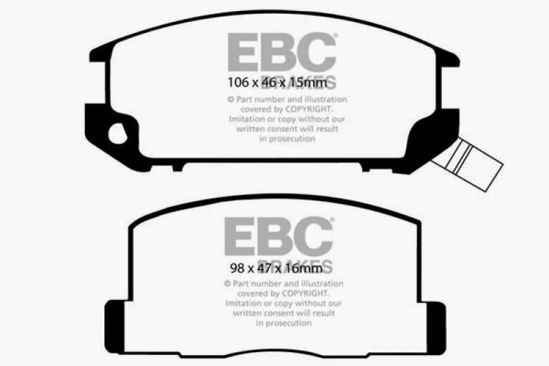 EBC 85-90 Toyota MR2 1.6 Yellowstuff Rear Brake Pads thumbnail 4