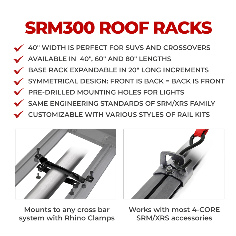 Go Rhino SRM300 Dual Rail Kit (For 80x40in. Rack) - Tex. Blk (Rails ONLY - Req. Platform) thumbnail 5