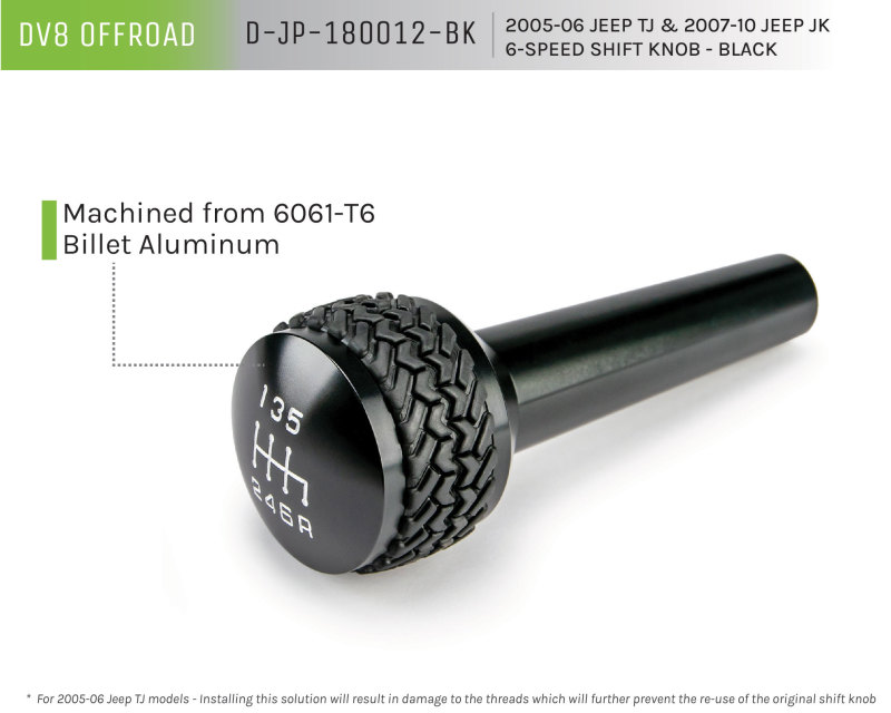 2005-2010 Jeep TJ/JK 6-Speed Shift Knob Black Finish - Image 9
