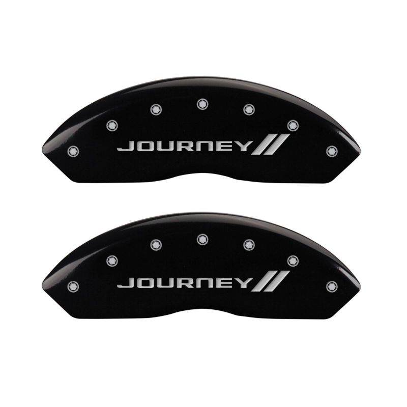 MGP 4 Caliper Covers Engraved Front & Rear With stripes/Journey Black finish silver ch thumbnail 5