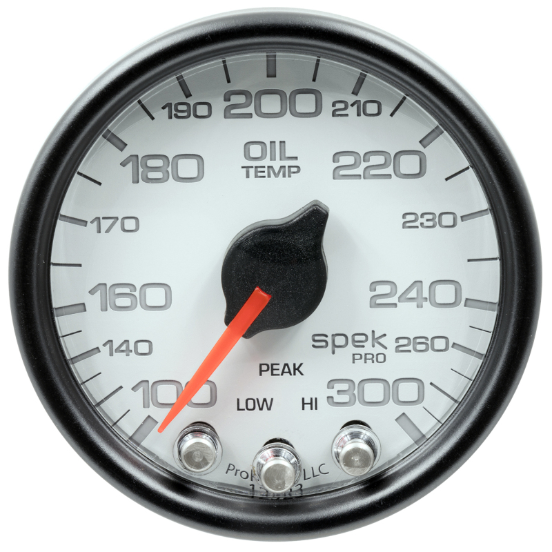 Autometer Spek-Pro Gauge Oil Temp 2 1/16in 300f Stepper Motor W/Peak & Warn Wht/Blk thumbnail 8