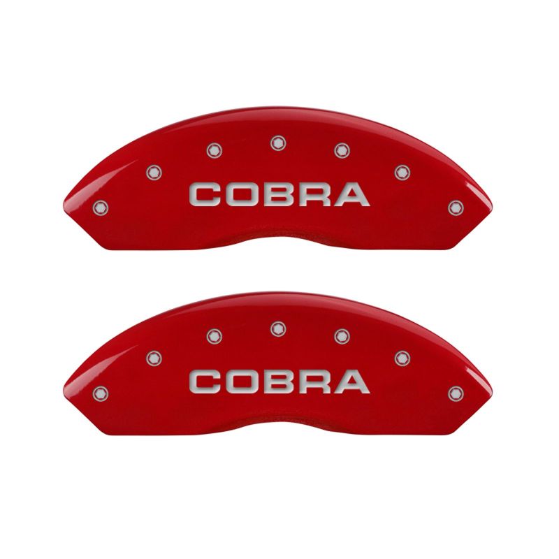 MGP 4 Caliper Covers Engraved Front Cobra Engraved Rear Snake Red finish silver ch thumbnail 5