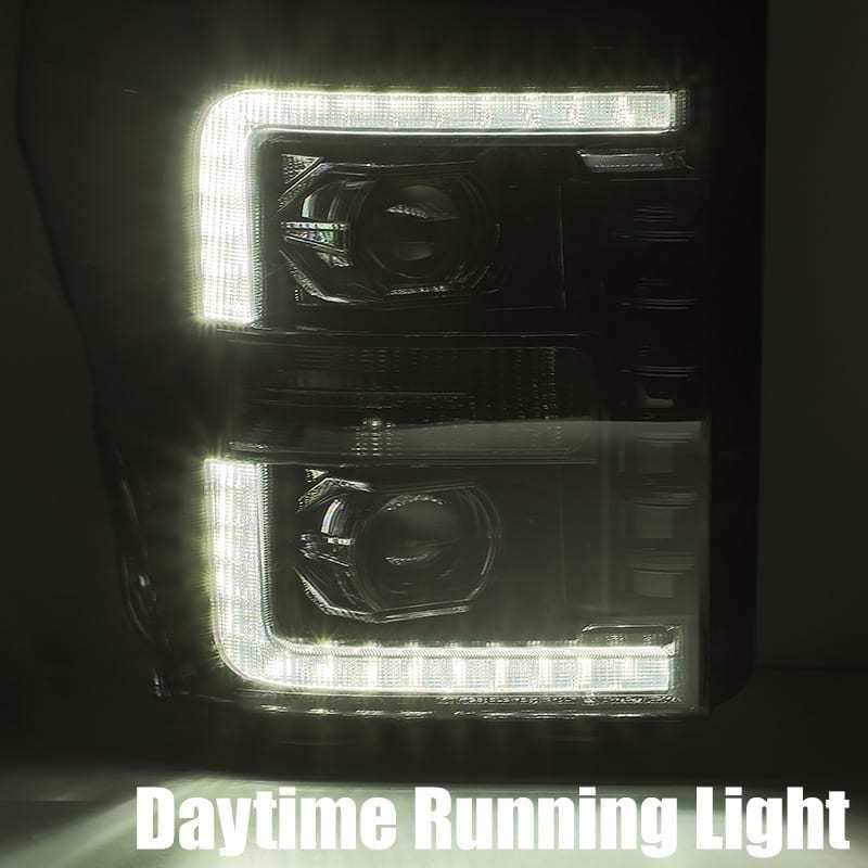 AlphaRex 11-16 Ford F-350 SD LUXX LED Proj Headlights Plank Style Chrm w/Activ Light/Seq Signal/DRL thumbnail 5