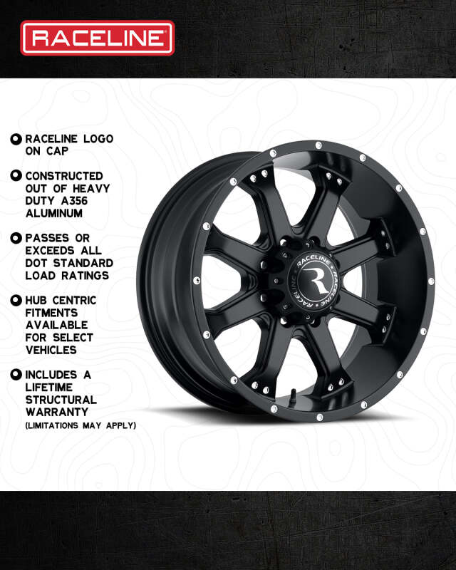 Raceline 991B Assault 17x9in / 8x165.1 BP / 18mm Offset / 125.2mm Bore - Satin Black Wheel thumbnail 5