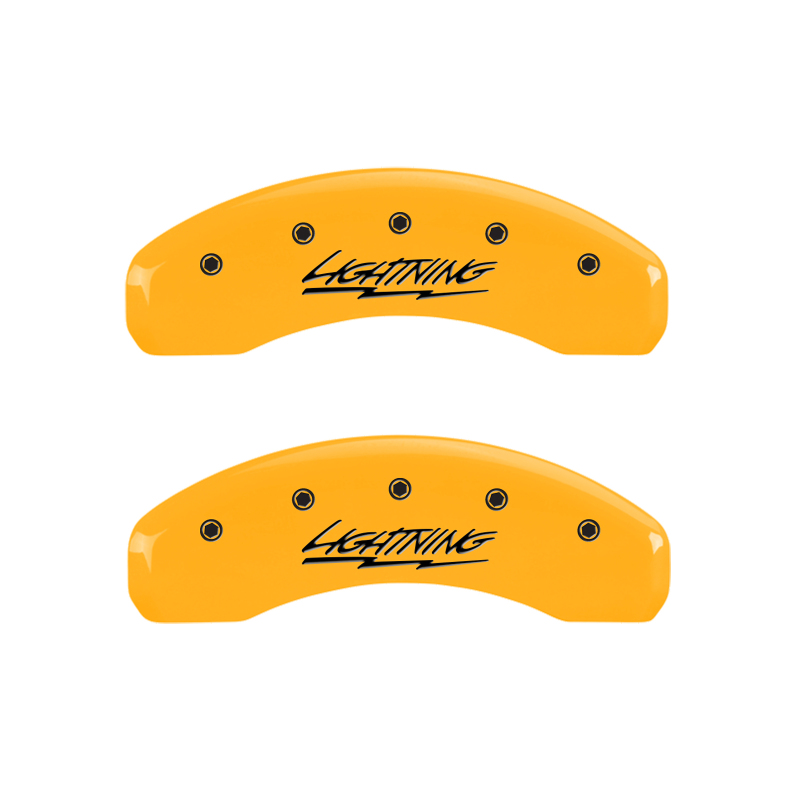 MGP 4 Caliper Covers Engraved Front & Rear Lightning Yellow Finish Black Char 2000 Ford F-150 thumbnail 6