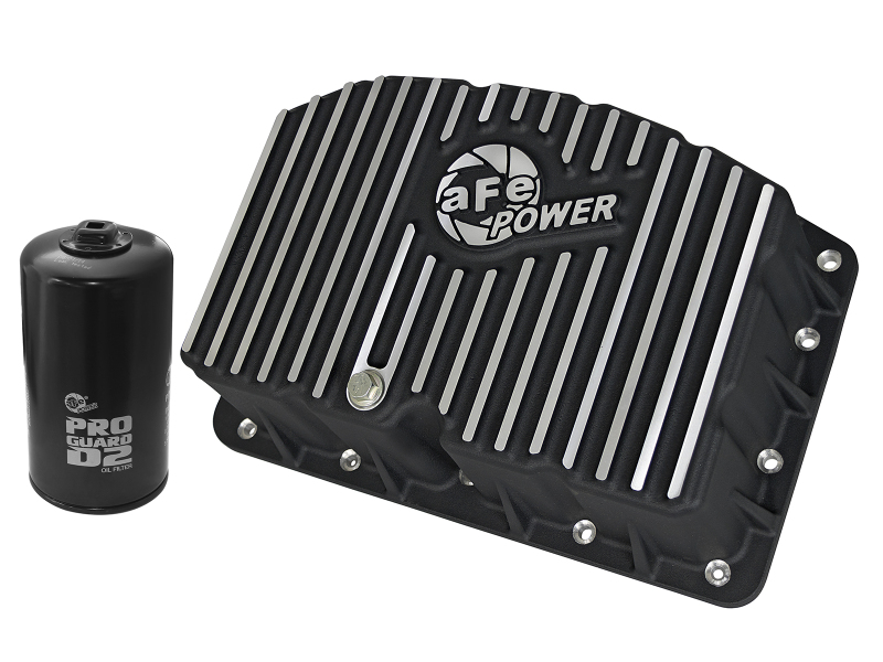 aFe Pro Series Engine Oil Pan Black w/Machined Fins; 11-16 Ford Powerstroke V8-6.7L (td) thumbnail 2