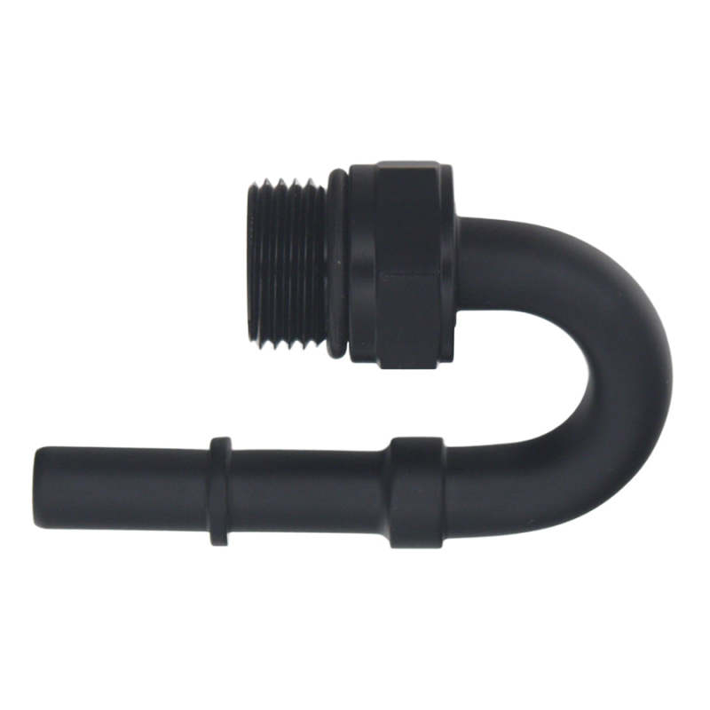 DeatschWerks 8AN ORB Male to 3/8in Male EFI Quick Connect Adapter 180-Degree - Anodized Matte Black thumbnail 2