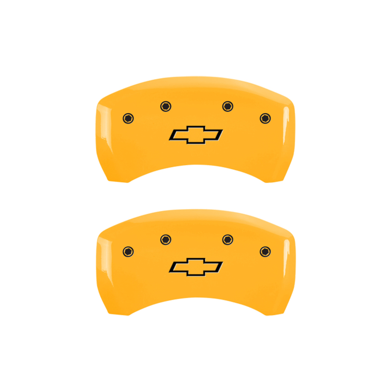 MGP 4 Caliper Covers Engraved Front & Rear Bowtie Yellow Finish Black Char 2000 Chevrolet Camaro thumbnail 9