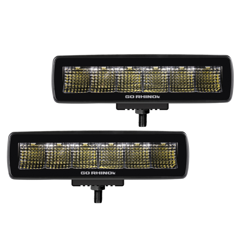 Go Rhino Xplor Blackout Series Sixline LED Flood Light Kit (Surface/Threaded Stud Mnt) - Blk (Pair) thumbnail 2