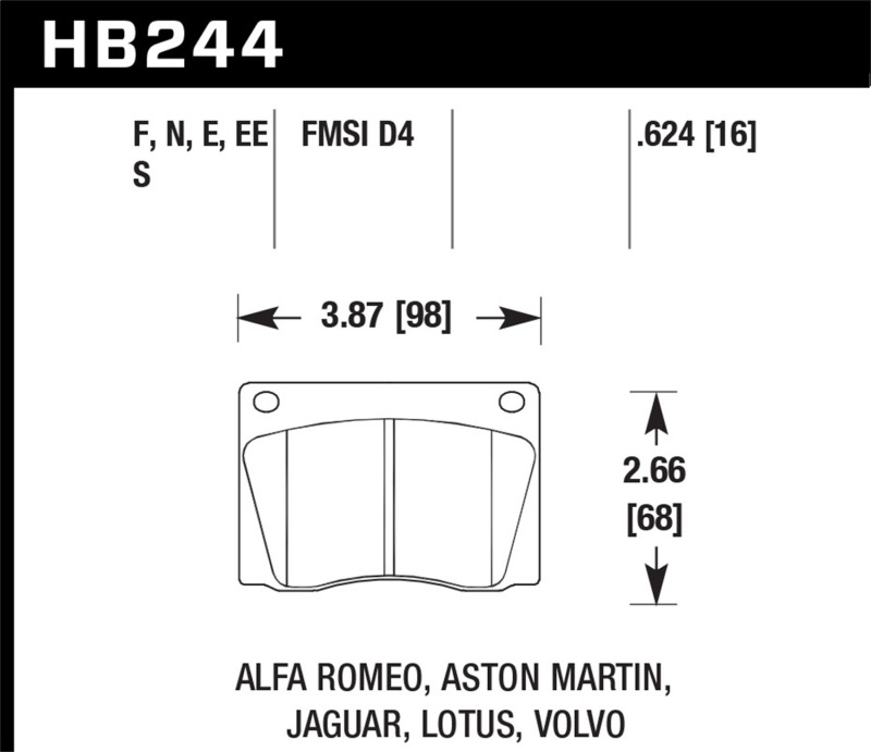Hawk Performance Blue 9012 Racing Brake Pads HB244E.624 Pads, Ferro-Carbon, 9012, Front, Set thumbnail 3