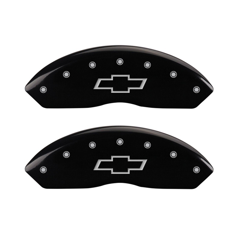 MGP Front set 2 Caliper Covers Engraved Front Bowtie Black finish silver ch thumbnail 4
