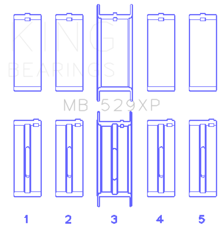 King Engine Bearings Ford Windsor 260CI/289CI 5.0L 529XP Main Bearing Set thumbnail 3