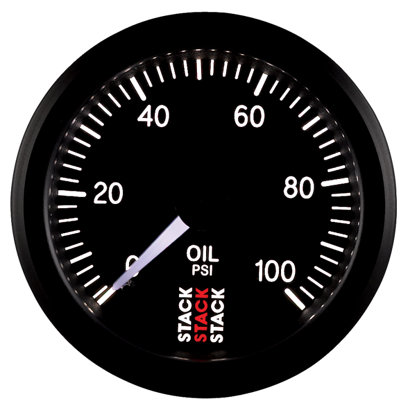Autometer Stack 52mm 0-100 PSI 1/8in NPTF (M) Mechanical Oil Pressure Gauge - Black thumbnail 4