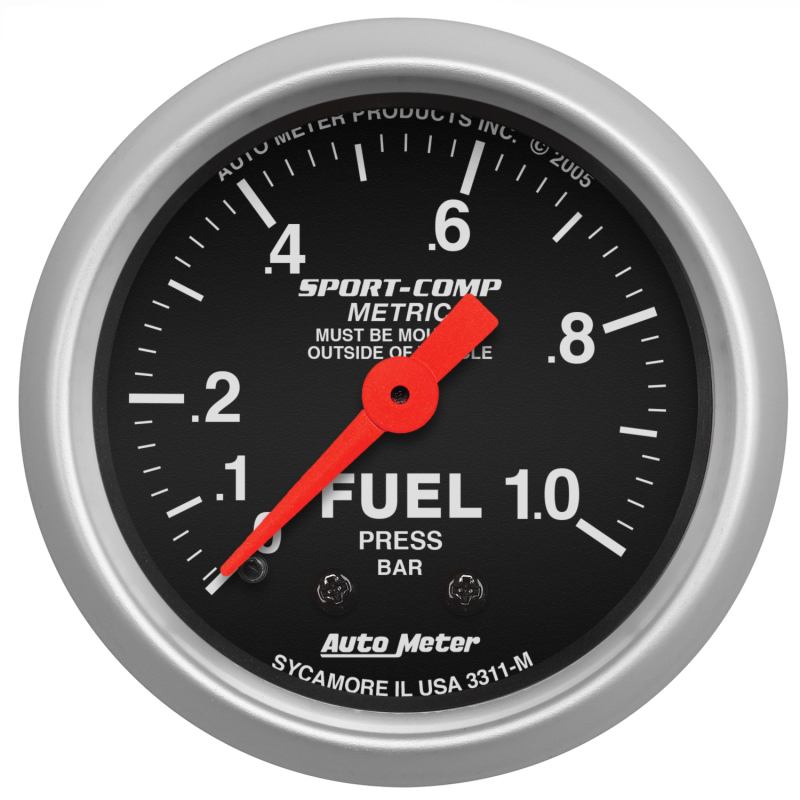 Autometer Sport-Comp 52mm 0-1.0 Bar Fuel Pressure Mechanical Gauge thumbnail 4