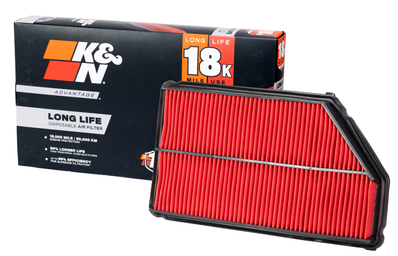 K&N Advantage Air Filter 18K Miles Acura MDX 3.5L V6 01-06 Honda Pilot 3.5L V6 03-08 thumbnail 3