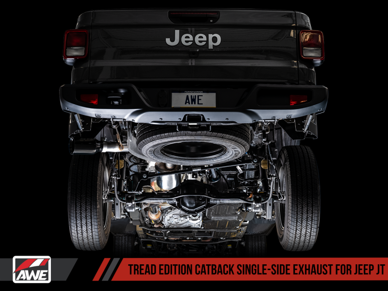 AWE Tuning 20-21 Jeep Gladiator JT 3.6L Tread Edition Cat-Back Single Side Exhaust - Diamond Blk Ti thumbnail 8