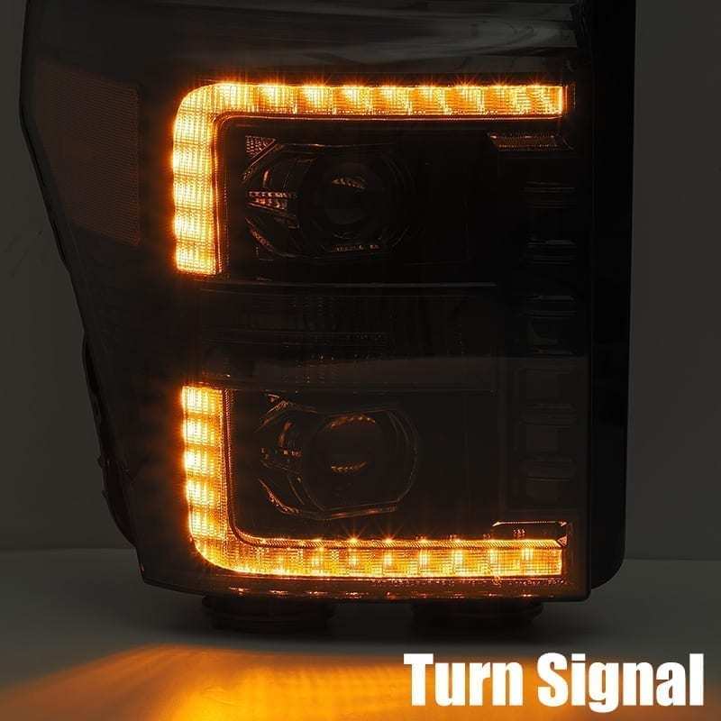 AlphaRex 11-16 Ford F-350 SD LUXX LED Proj Headlights Plank Style Chrm w/Activ Light/Seq Signal/DRL thumbnail 4