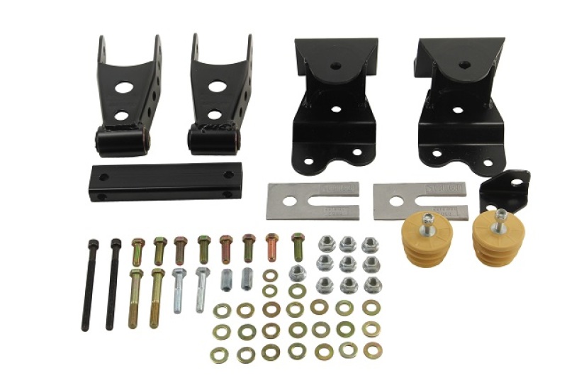 4" Drop Leaf Spring Shackle & Hanger Kit (Front Hanger/Rear Shackle)
SHACKLE & HANGER KIT | 4 INCH DROP - 6503