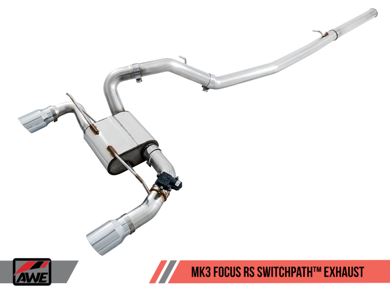 AWE Tuning Ford Focus RS SwitchPath Cat-Back Exhaust - Diamond Black Tips thumbnail 4