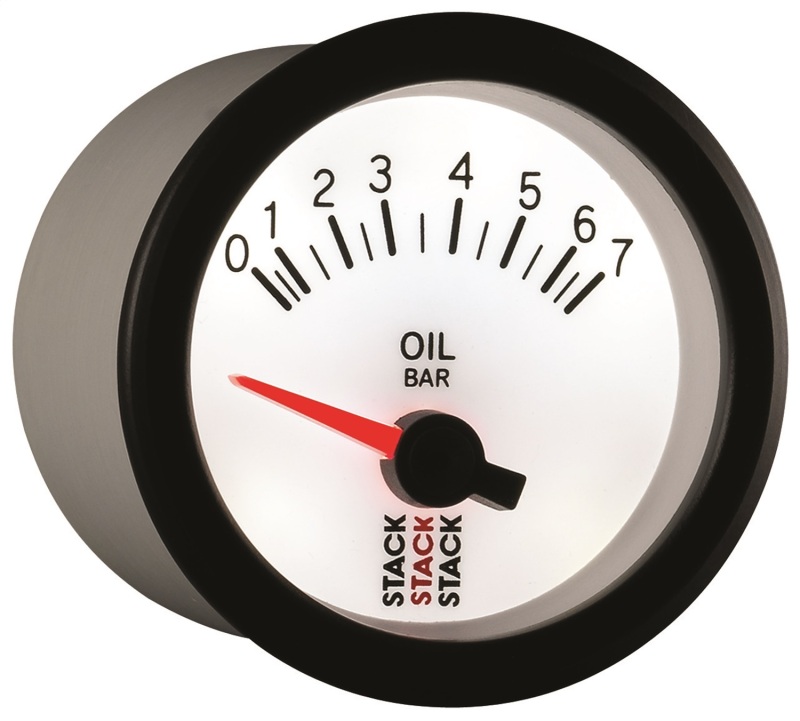 Autometer Stack 52mm 0-7 Bar M10 Male Electric Oil Pressure Gauge - White thumbnail 6